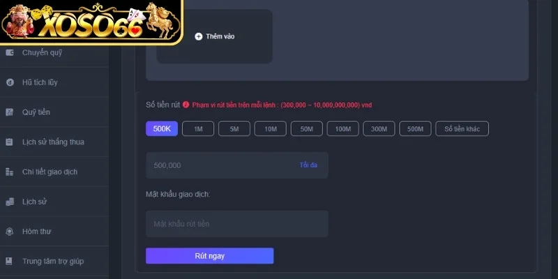 Những yêu cầu cần thực hiện khi rút tiền Xoso66